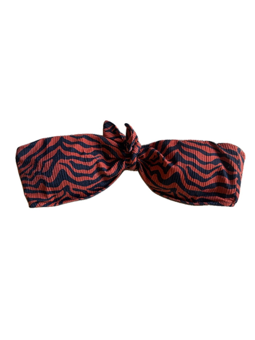 Tinibikini Orange and Black Zebra animal Print Bandeau Top woman Sz m
